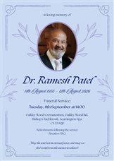 Mr Ramesh Patel - Funeral Details